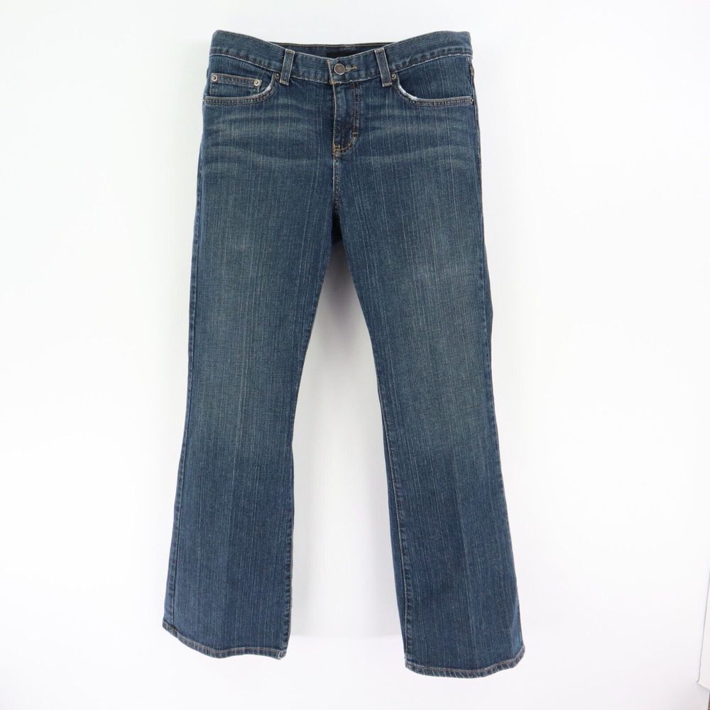 Calvin Klein Jean Slight Flare Mid Rise Womens‎ Size 10 Blue Slightly Distressed
